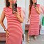 Vestido Hombreras Rayas Rojo/Rosa